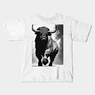 Bison Shadow Silhouette Anime Style Collection No. 119 Kids T-Shirt